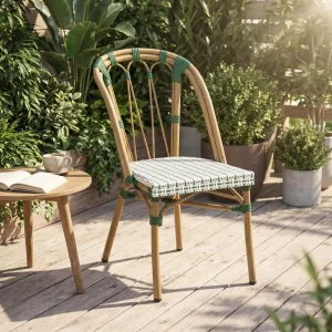 Modern French Bistro Outdoor Dining Chair UV Resistant Texti lene Fabric Chair with Aluminum Frame for Cafe Garden Patio