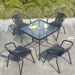 Modern Full Metal Frame Outdoor Folding Patio Table Chair Set for Villa Courtyard Park Use Factory Direct Supply