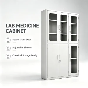 Modern Full Steel 4 Door Laboratory Storage Cabinet School Clinic Lab Chemicals Glassware Cabinet Eco Friendly Durable Furniture