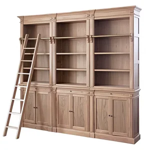 Modern Full Wall Bookcase home library bookshelf with ladder library furniture bookshelf Multifunctional Customization