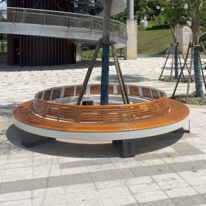 Modern Garden Bench with Metal & Wood Construction Galvanized Frame Outdoor Patio Seating for Parks
