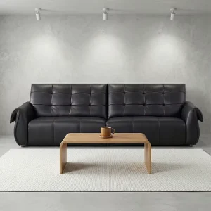 Modern Genuine Leather Down and 3A Grade Cotton Sofa Solid Wood Frame for Villa Hotel Apartment Living Room Eco Friendly Comfort