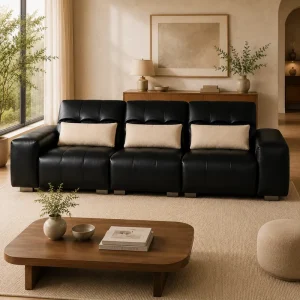 Modern Genuine Leather Eco Friendly L Shape Sofa with Sponge Filled Cushions for Apartment & Hotel Living Rooms