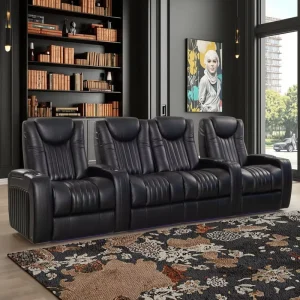 Modern Genuine Leather Electric Recliner for Home Villa Media Room Theater Living Room Movie Chairs
