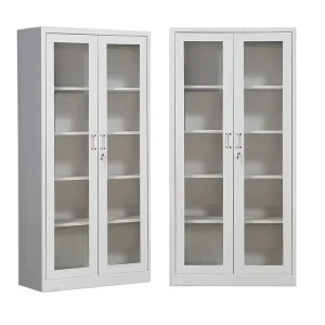 Modern Glass Door Steel Metal Filing Cabinet Gym Storage 2 Cabinet Door Filing Cabinet Home Office