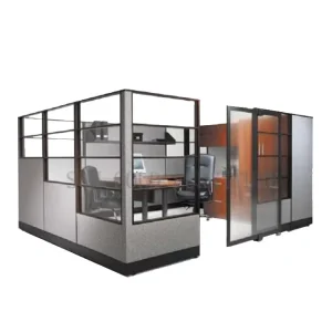 Modern Glass Partition Office Cubicle with Door Modular Workstation Privacy Booth Commercial Office Furniture
