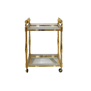 Modern Gold Kitchen Copper Trolley Acrylic Dining Cart for Hotels and Living Room