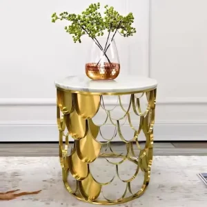 Modern Gold Side Table Black Round Glass Metal Stainless Steel Sofa Side End Tables for Living Room Furniture Home Hotel Use