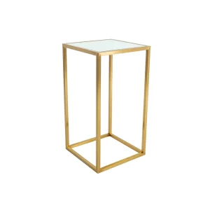 Modern Gold Stainless Steel Square Frame Clear Glass Top Bar Table