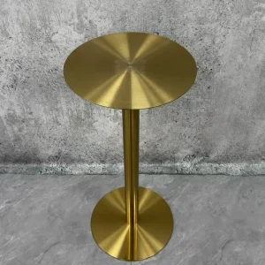 Modern Gold Tone Stainless Steel Bar Table Rustproof Sleek Round HighTop for Home Bar Club Outdoor Hotel Use Durable Easy Clean