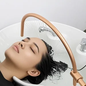 Modern Gold Water Circulation Head Therapy Shampoo Chair Adjustable Elbow Pump Fittings for Hair Salon