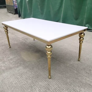 Modern Golden Stainless Steel Durable Hotel Furniture Dining Table for Hotel Living Room Wedding Banquet Party Events