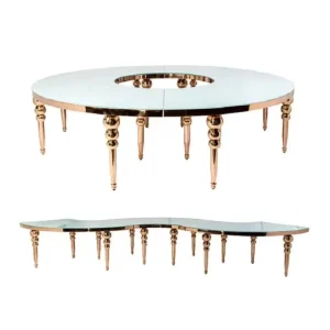 Modern Golden Stainless Steel Table Hotel Furniture for Dining Living Rooms Wedding Event Banquet Table Party Hotel