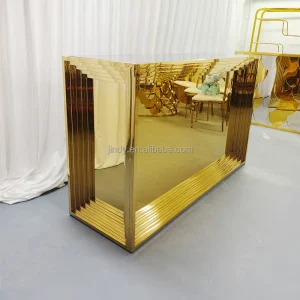 Modern Golden Wedding Rectangle Table for Night Club Hotel Event Party Kitchen Restaurant Banquet Bar Table