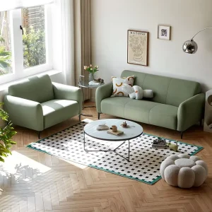 Modern Green Sofa Pillow Back Padded Arms Upholstered Set Reclining Square Apartment Hotel Living Room Furniture