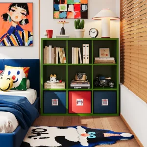 Modern Green Steel TV Wall Cabinet for Living Room Modular Storage and Display Unit