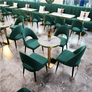 Modern Green Velvet Table and Chair Set for Dining Farmhouse Home Bar & Hotel Commercial Use
