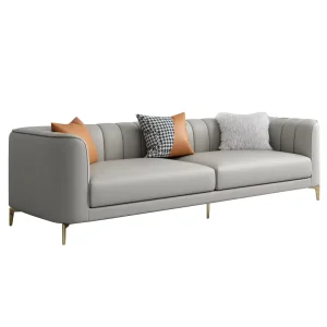 Modern Grey Armchair Sofa Set 1+1+3 Leather Sofa