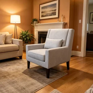 Modern Grey Comfort Apartment Leisure Armchair Indoor Furniture Hotel Living Room Upholstered Accent Seat Sofa Chair for Villa