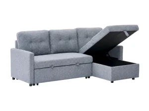 Modern Grey Fabric Pull Out Sofa Bed L Shaped Sectional Sleeper Sofa with Hidden Storage Chaise for Living Room