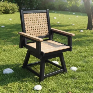 Modern HDPE Patio Swivel Chair Durable Poly Lumber Outdoor Armchair Maintenance Free Garden Dining Chair Park Villa
