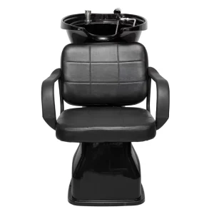 Modern Hair Salon Bed Manufacturer Custom Ceramic Basin Semi Reclining Head Therapy Barber Shop Shampoo Bed