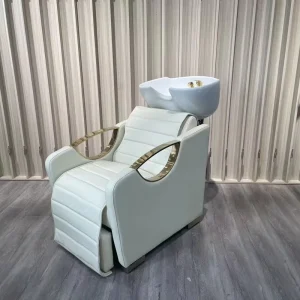 Modern Hair Washing Station Reclining Barbershop Washing Chair Beauty Salon Equipment Electric Shampoo Chair Ceramic Bowl