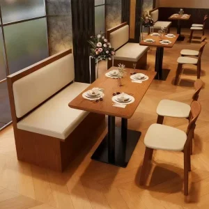 Modern Half Round Solid Wood Metal Frame Restaurant Table Sofa Armchair Set with Drawers