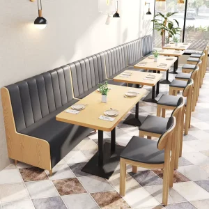 Modern Hamburger Shop Restaurant Dining Table Chair Combination Adjustable Desktop Solid Wood Induction Cooker Commercial Use