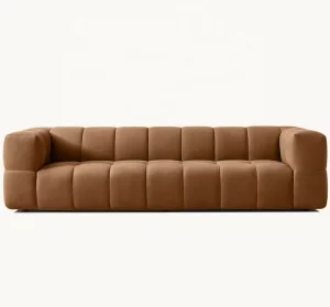 Modern Handcrafted Wood Frame Velvet Fabric Sofa Sponge Filling Three Seat Chesterfield Style for Apartment Hotel Living Rooms