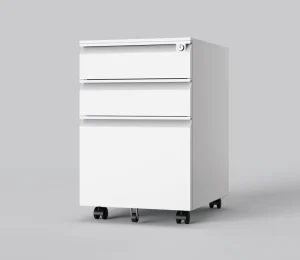 Modern Heavy Duty 3 Drawer Mobile Filing Cabinet Lockable Steel Pedestal Printer Stand Office Storage Organizer Wheels