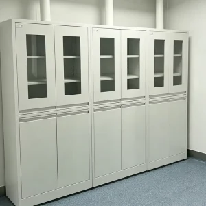 Modern Heavy Duty Aluminum Wood 4-Door 3-Shelf Laboratory Storage Cabinets Anti-Corrosion Eco-Friendly Durable Hospital Cabinets