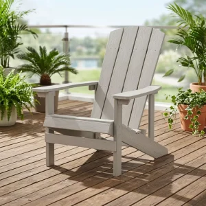 Modern Heavy Duty HDPE Adirondack Chair Wood Like Texture Outdoor Lounge Chair Waterproof Villa Park Garden Furniture for Patio