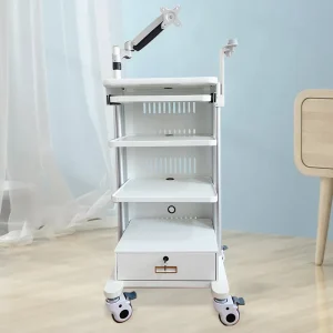 Modern Heavy Duty Hospital Furniture Mobile Endoscope Trolley Cart Drawer Monitor Bracket for Clinic Use Fully Assembled
