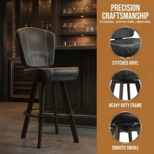 Modern Heavy Duty Industrial Leather Bar Stools Commercial Pub Chairs Fully Welded Steel Frame Flex Back Support for Hotel Gym