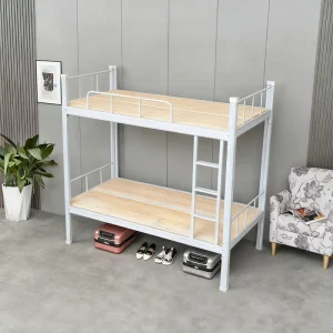 Modern Heavy Duty Metal Bunk Bed Shoes Shelf Cabinet Steel Double Decker Bed Frame Knock for School Dorm Living Room Bedroom Use