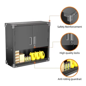 Modern Heavy Duty Space Saving 2 Door Metal Wall Cabinet Adjustable Professional Industrial Workshop Kitchen Storage Unit Secure