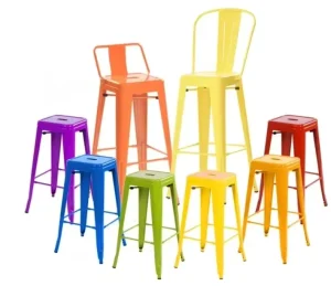 Modern Heavy Duty Steel High Chair Counter Stools Industrial Grade Stackable Metal Bar Furniture Home Bar Outdoor Living Room
