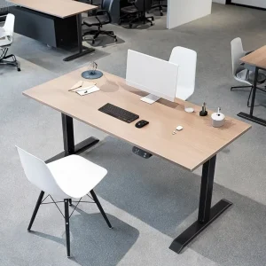 Modern Height Adjustable Office and Study Computer Desk with Height Memory Function Wooden Desktop for Home Student Office