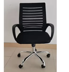 Modern Height Adjustable Reclining Swivel Mesh Office Chair with Fixed Armrest Middle Back Chair
