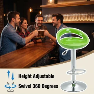 Modern Height Adjustable Swivel Bar Stool Plastic High Chair for Bar Table with Gas Lift Chrome Base