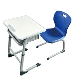 Modern Height Adjustable Wood Plastic Backrest School Desk Chair Set Storage Basket Metal Frame Apartment Classroom Study