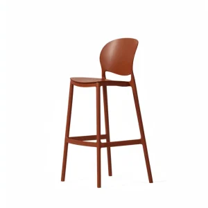 Modern High Back Bar Stool with Plastic Frame for Outdoor Living Areas