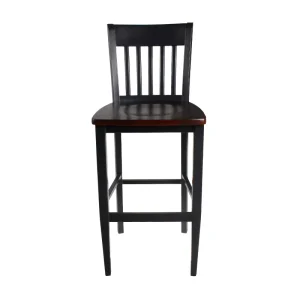 Modern High Back Bar Stool with Plywood Seat Black Metal Frame and Footrest for Restaurant Cafe Hotel Furniture