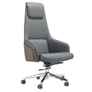 Modern High Back Ergonomic Executive Office Chair Adjustable Height PU Leather Boss Chair with Smooth Rolling Casters
