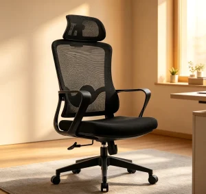 Modern High Back Ergonomic Mesh Office Chair with Adjustable Height Lumbar Support Swivel Chair for Long Hours Home Office Work