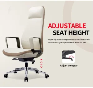 Modern High-Back Executive Office Chair Swivel and Lift-Adjustable Ergonomic Leather Chair with Foam Made for Comfort