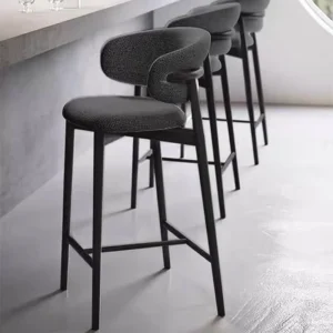 Modern High Back Fabric Bar Stool with Soft Cushion for Home and Commercial Use in Living Room Bar Restaurant