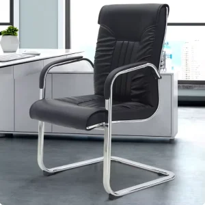 Modern High Back Office Chair Leather Ergonomic Lumbar with Silent Casters Mesh Support Home Waiting Room Chair