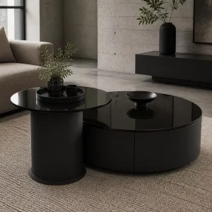 Modern High End Movable Mirrored Glass Top Wood Frame Coffee Tea Table Durable Design Eco Friendly Living Room Furniture